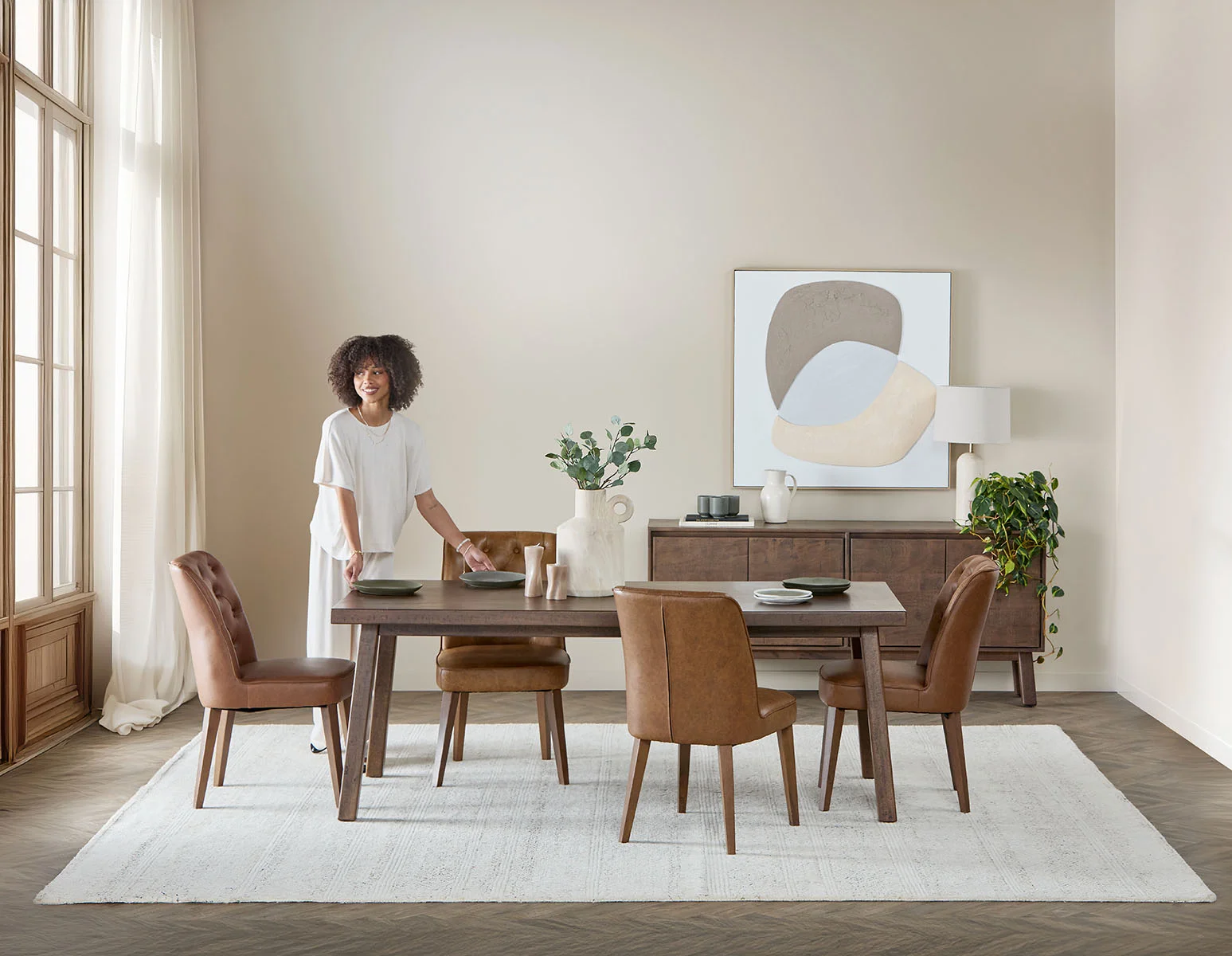 NELA — 100% leather vintage dining chair (55-11-06-67)