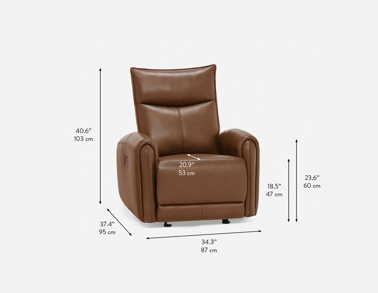 CALVERO — Contemporary power-reclining and glider 100% leather armchair with usb port (84-12-10-96-F) - Image 15