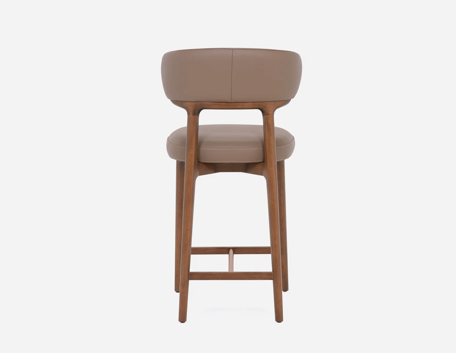 SEVILLE — 100% leather mid-century counter stool 66cm (45-12-99-93) - Image 9