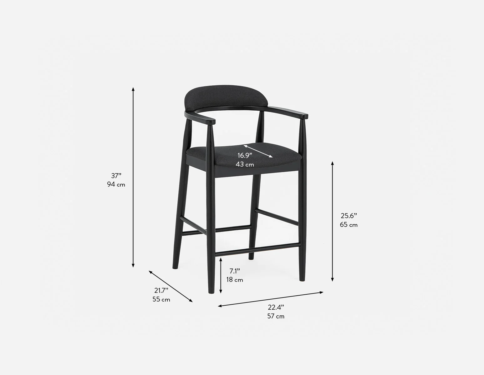JOSY — Mid-century counter stool 66cm (57-68-18-20) - Image 8