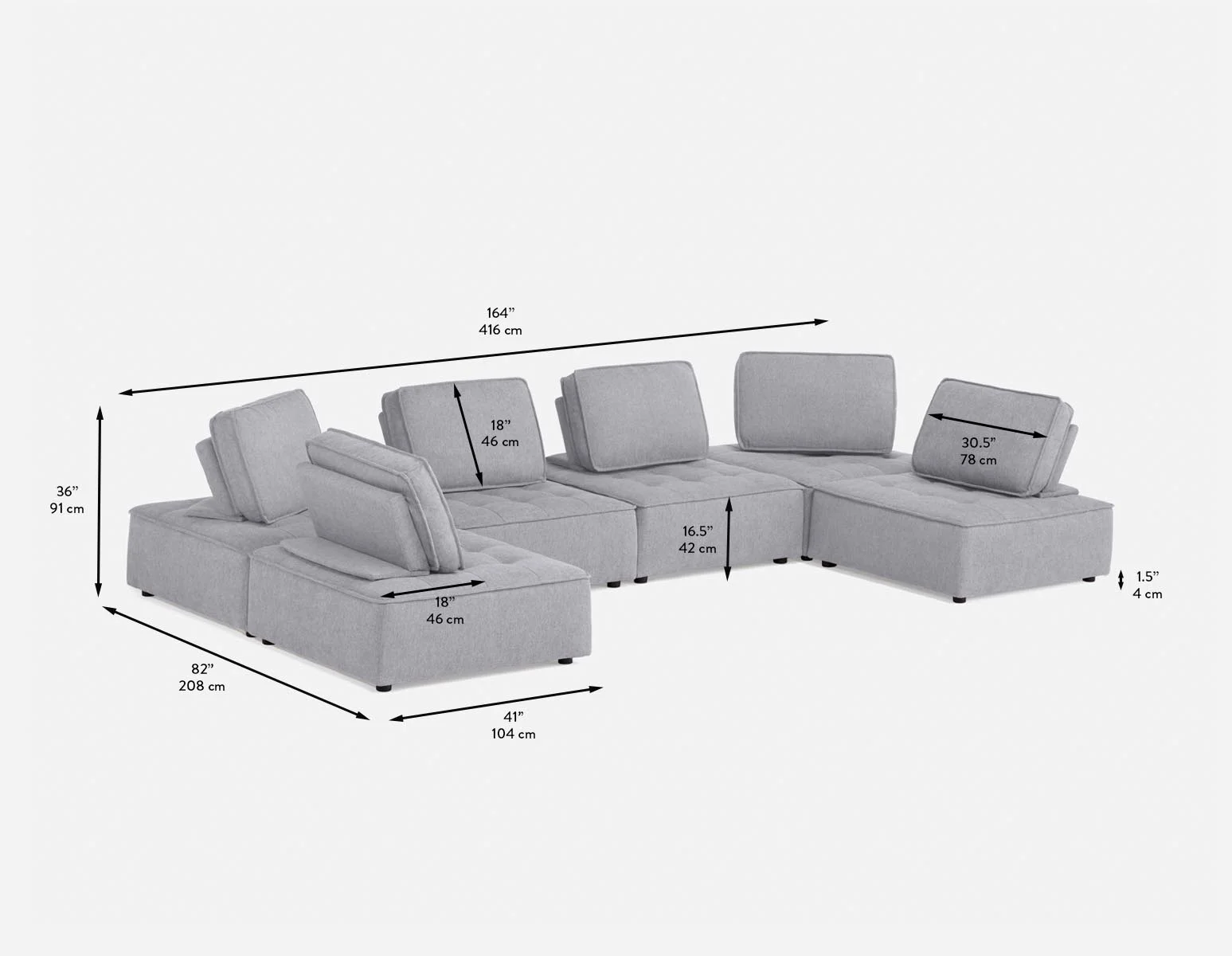 LEON — 6-pc modular interchangeable sofa (38-76-91-62) - Image 8