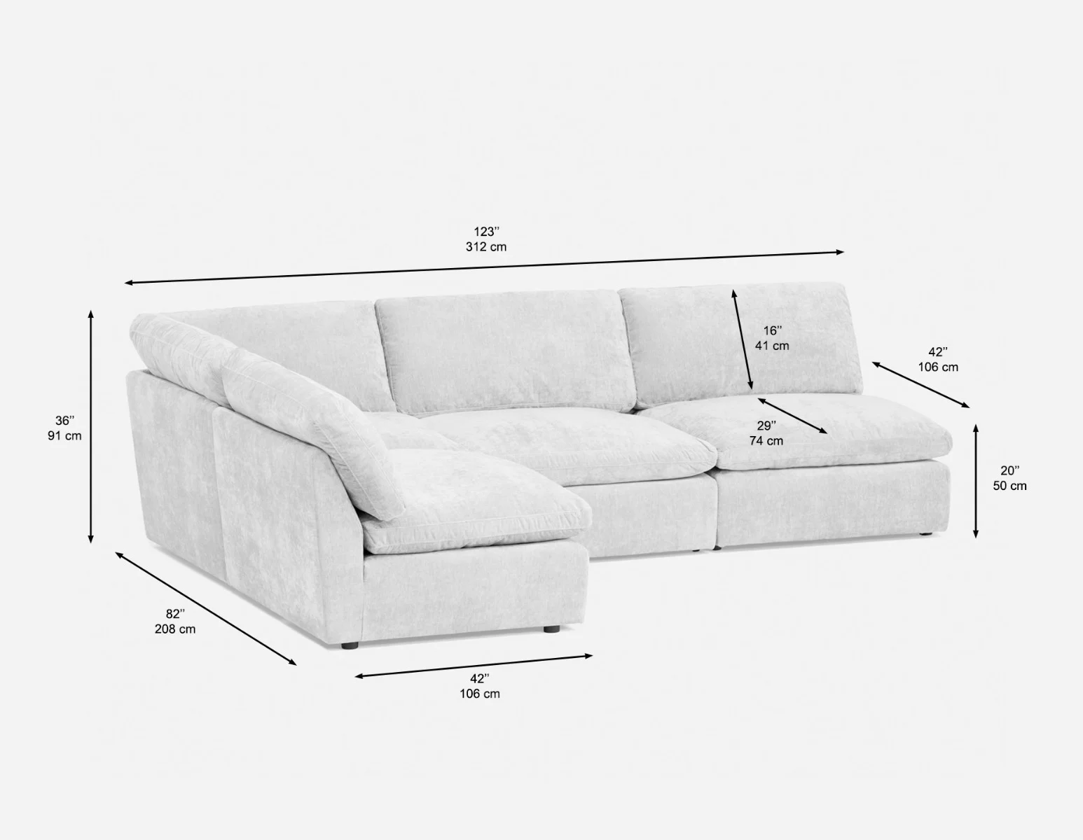 CHABLIS — 4-pc modular interchangeable sofa (88-73-69-62) - Image 5