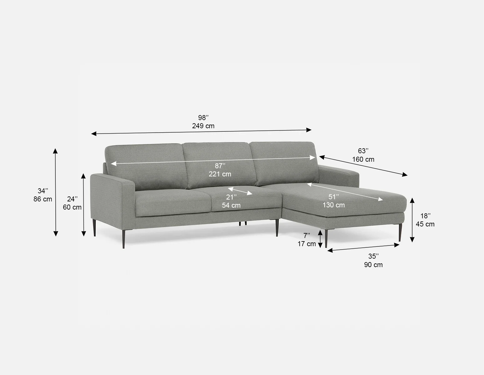 TERESA — Modern right-facing sectional sofa (62-44-40-30) - Image 9