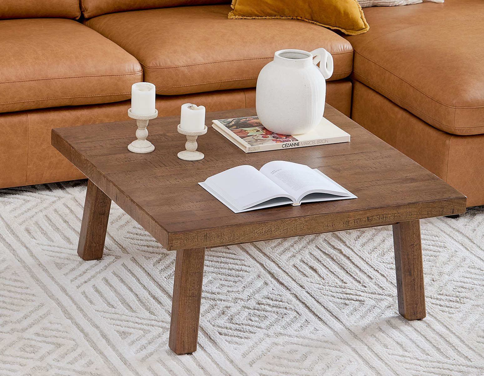 THESSALIA — Distressed solid mango wood coffee table 90 cm (15-88-67-96) - Image 9