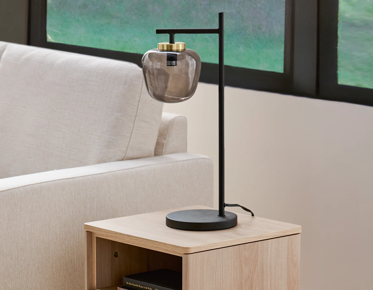 ILLUMI — Sculptural glass on stem modern table lamp 53cm - Image 7
