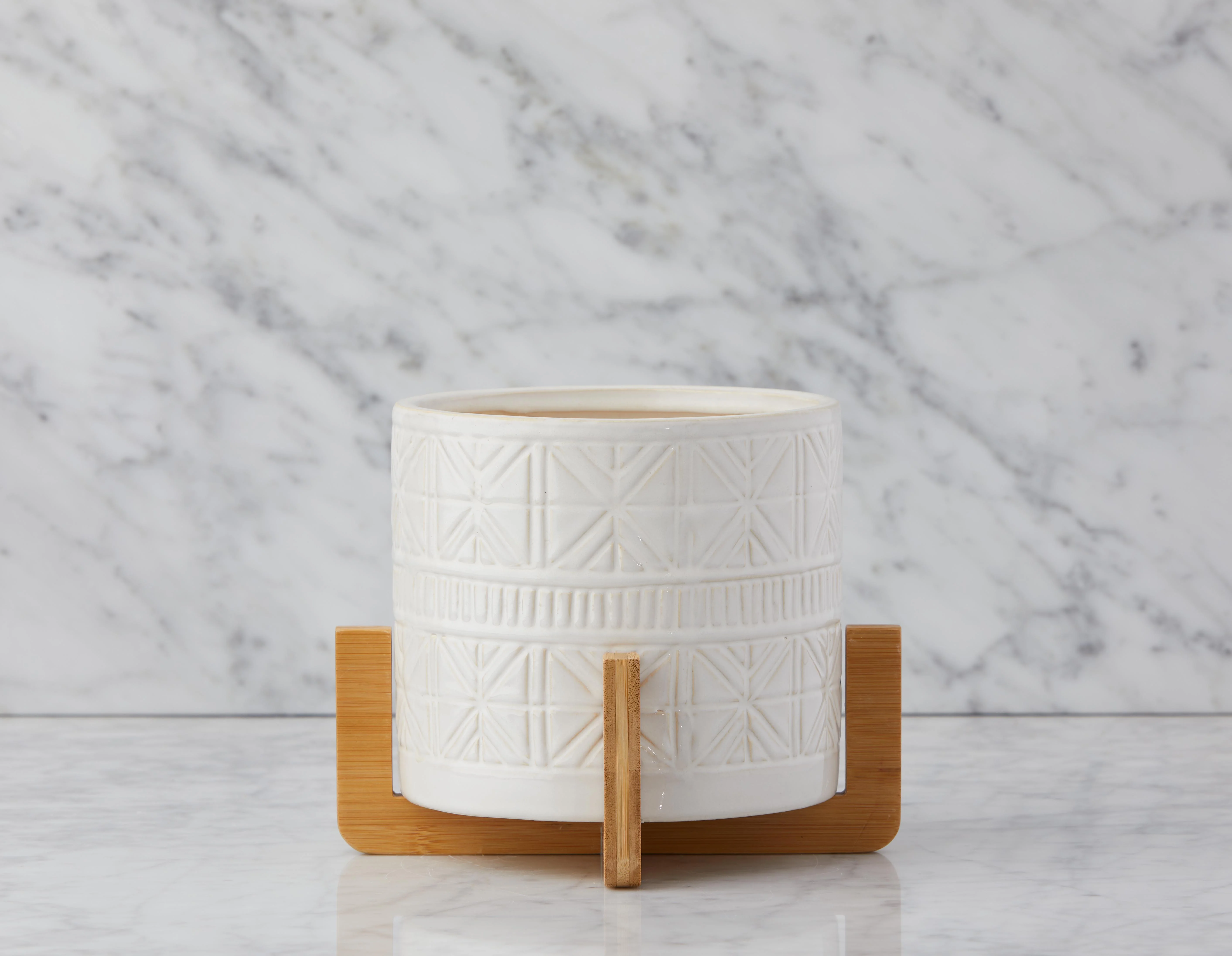 BOLANOW — Ceramic planter with bamboo stand 24 cm - Image 2