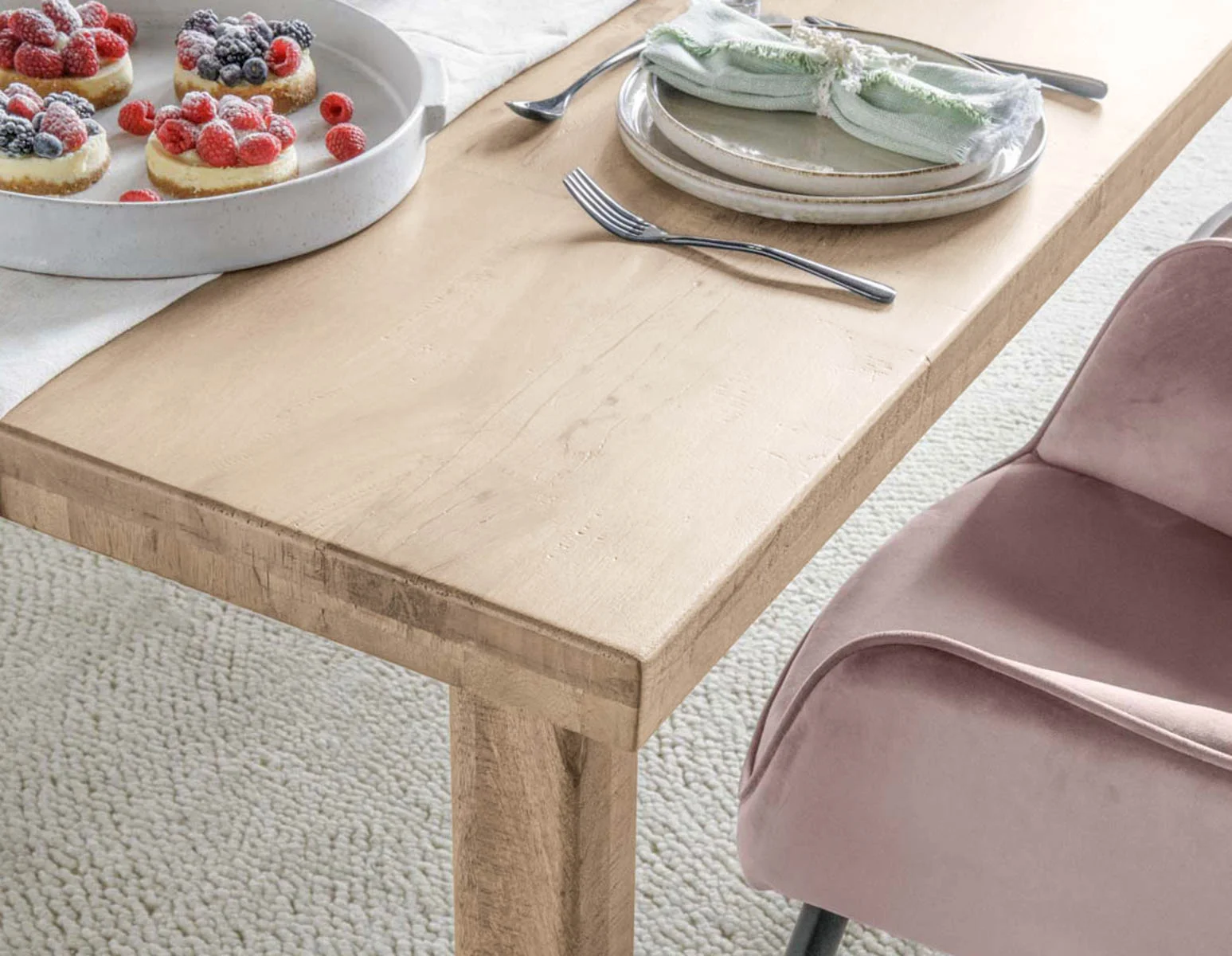 THESSALIA — Distressed solid mango wood large dining table 240 cm (94-80-91-42) - Image 10