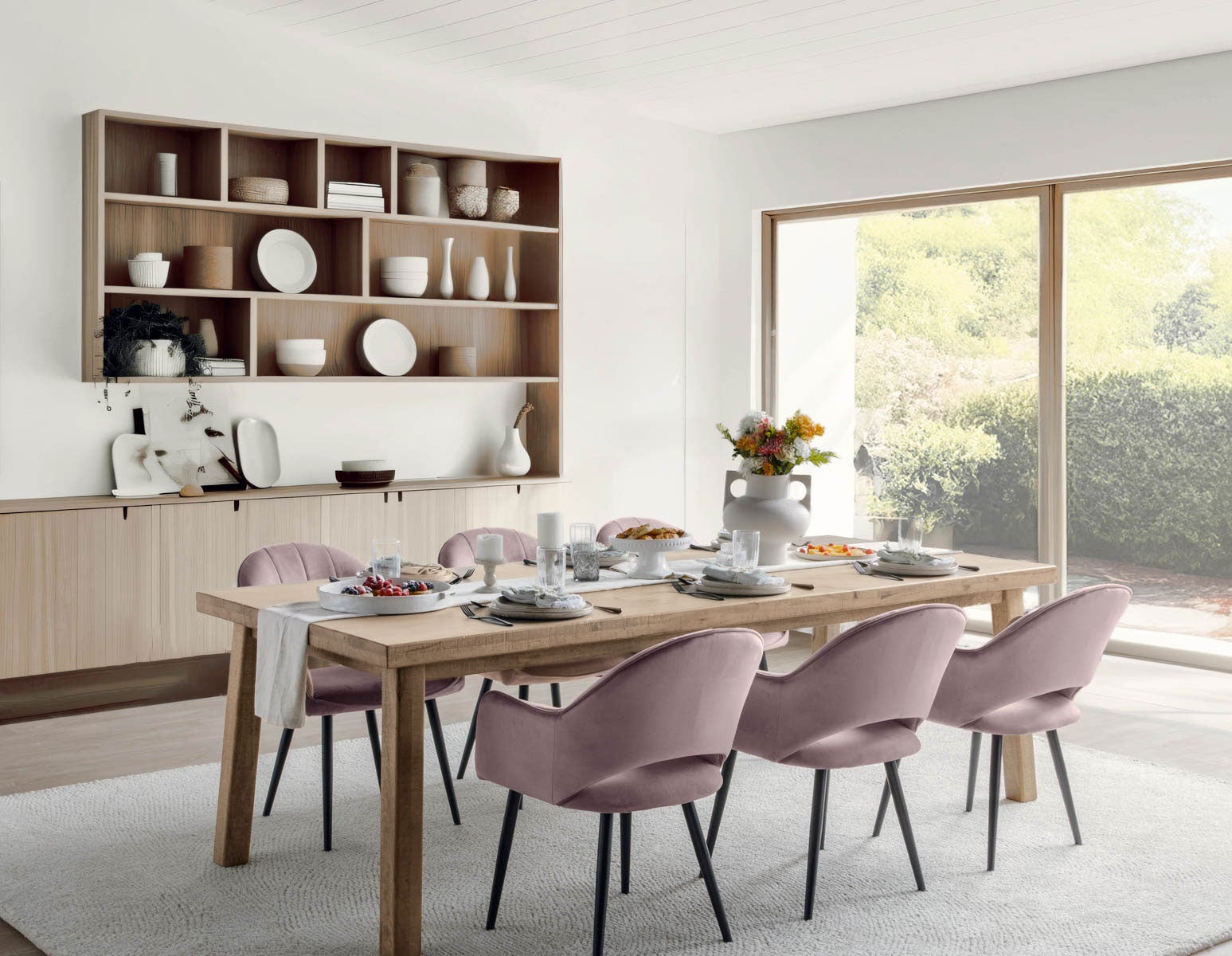 THESSALIA — Distressed solid mango wood large dining table 240 cm (94-80-91-42)
