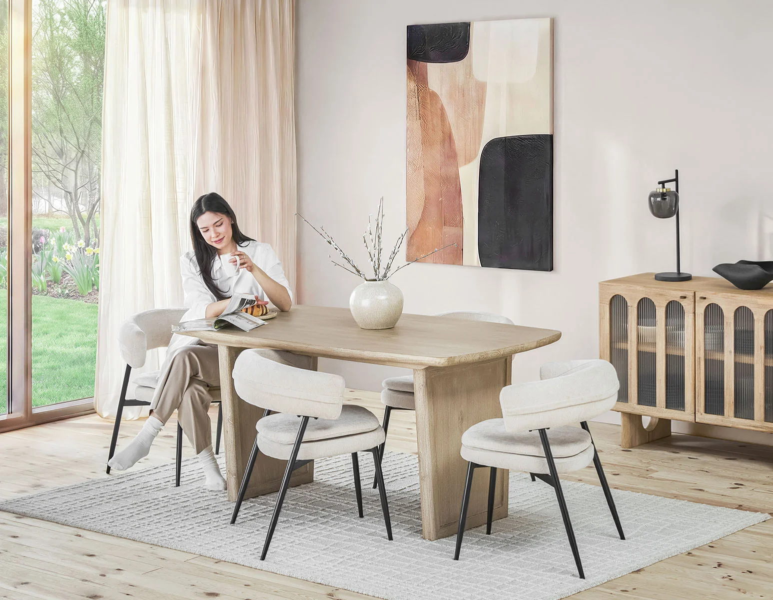 SAHARA — Solid acacia wood dining table 160 cm