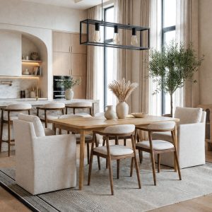 DALTON — Rustic farmhouse extendable acacia wood dining table 180cm