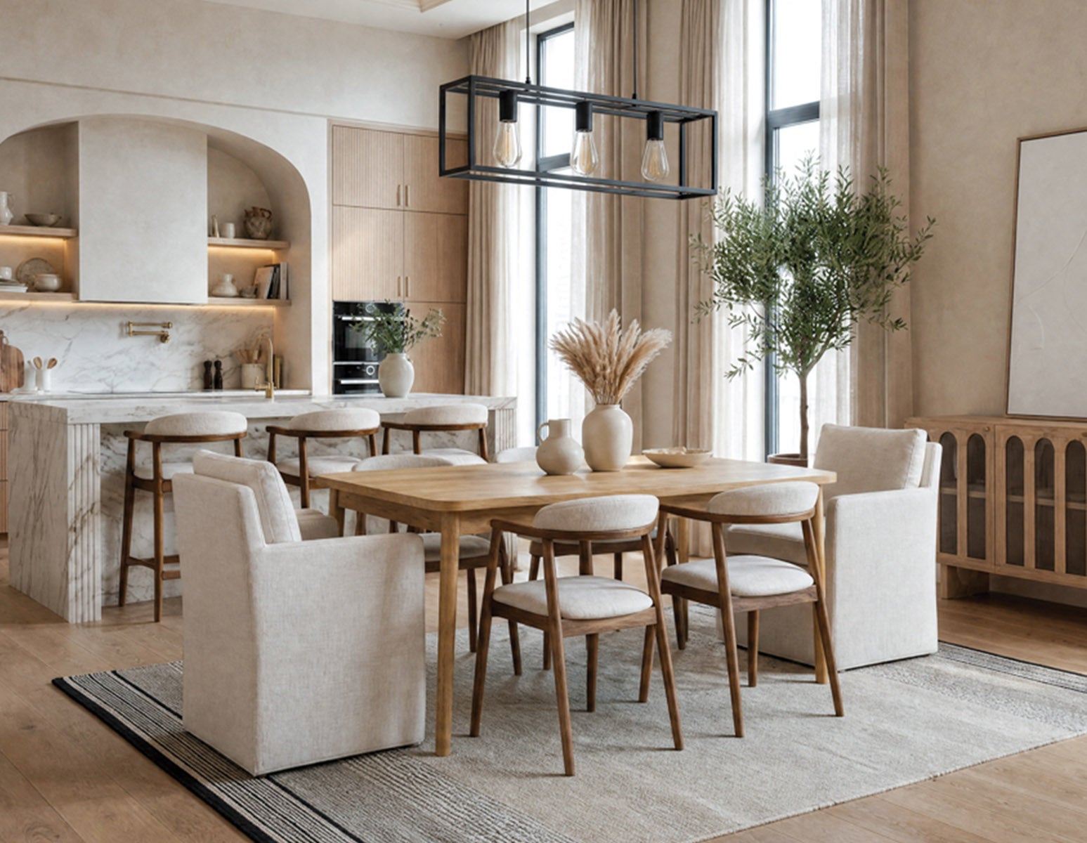 DALTON — Rustic farmhouse extendable acacia wood dining table 180cm