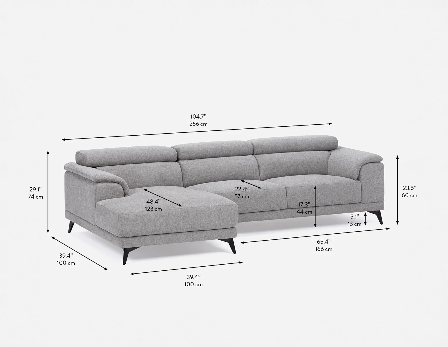 VENTURA — Modern left-facing sectional sofa (21-96-18-33) - Image 11