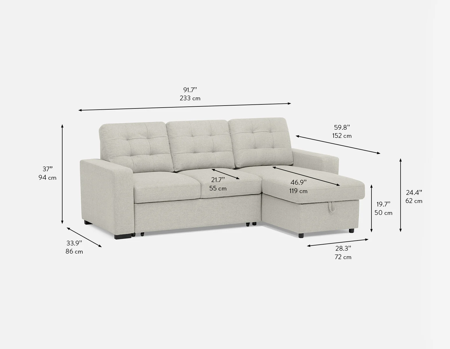 MARNIE — Contemporary interchangeable sectional sofa-bed with storage (73-29-20-95) - Image 15