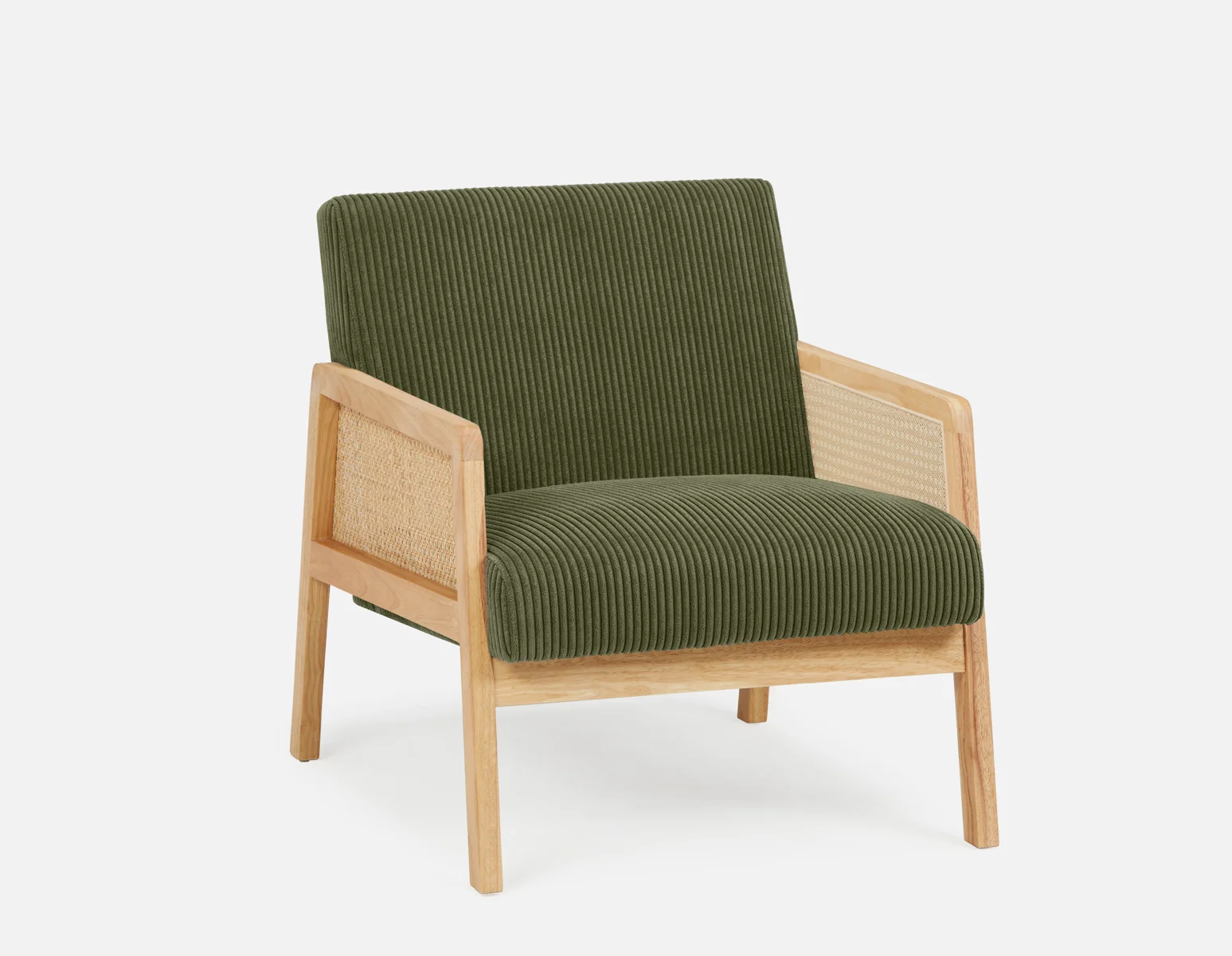 BECKETT — Armchair with corduroy and rattan accents (58-39-40-84) - Image 2