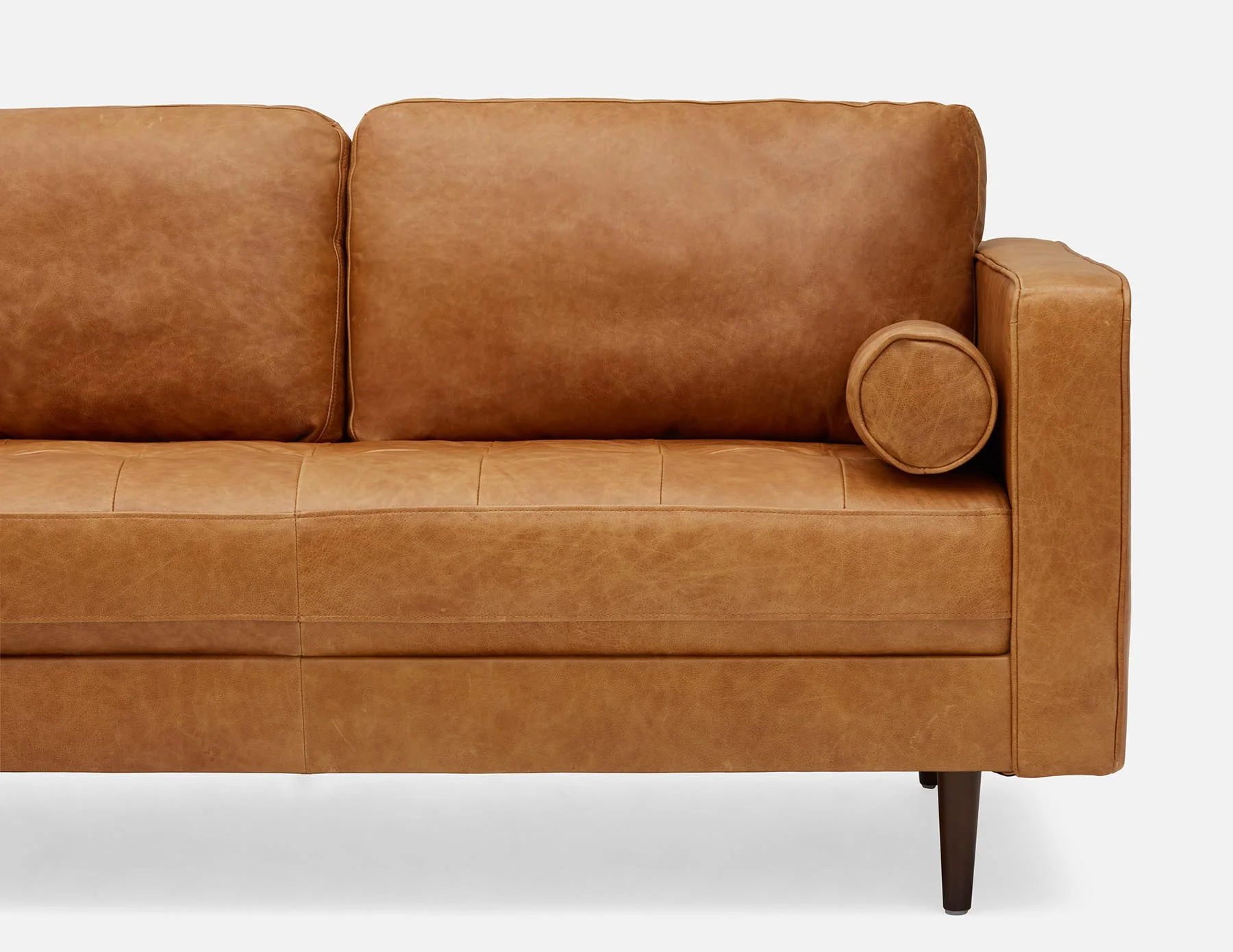 KINSEY — Mid-century modern left-facing 100% leather sectional sofa - Image 8