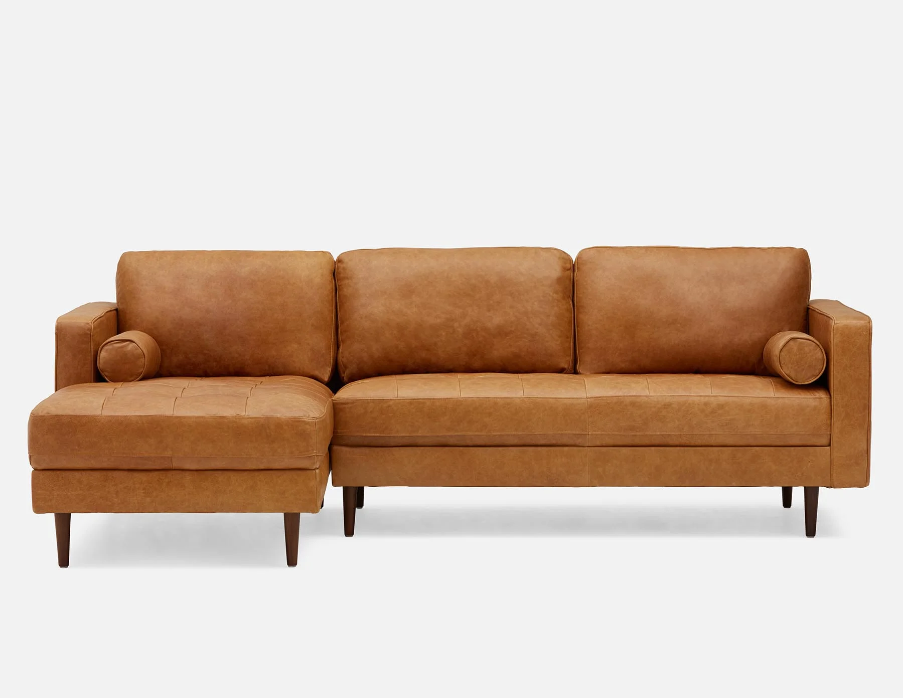KINSEY — Mid-century modern left-facing 100% leather sectional sofa - Image 9