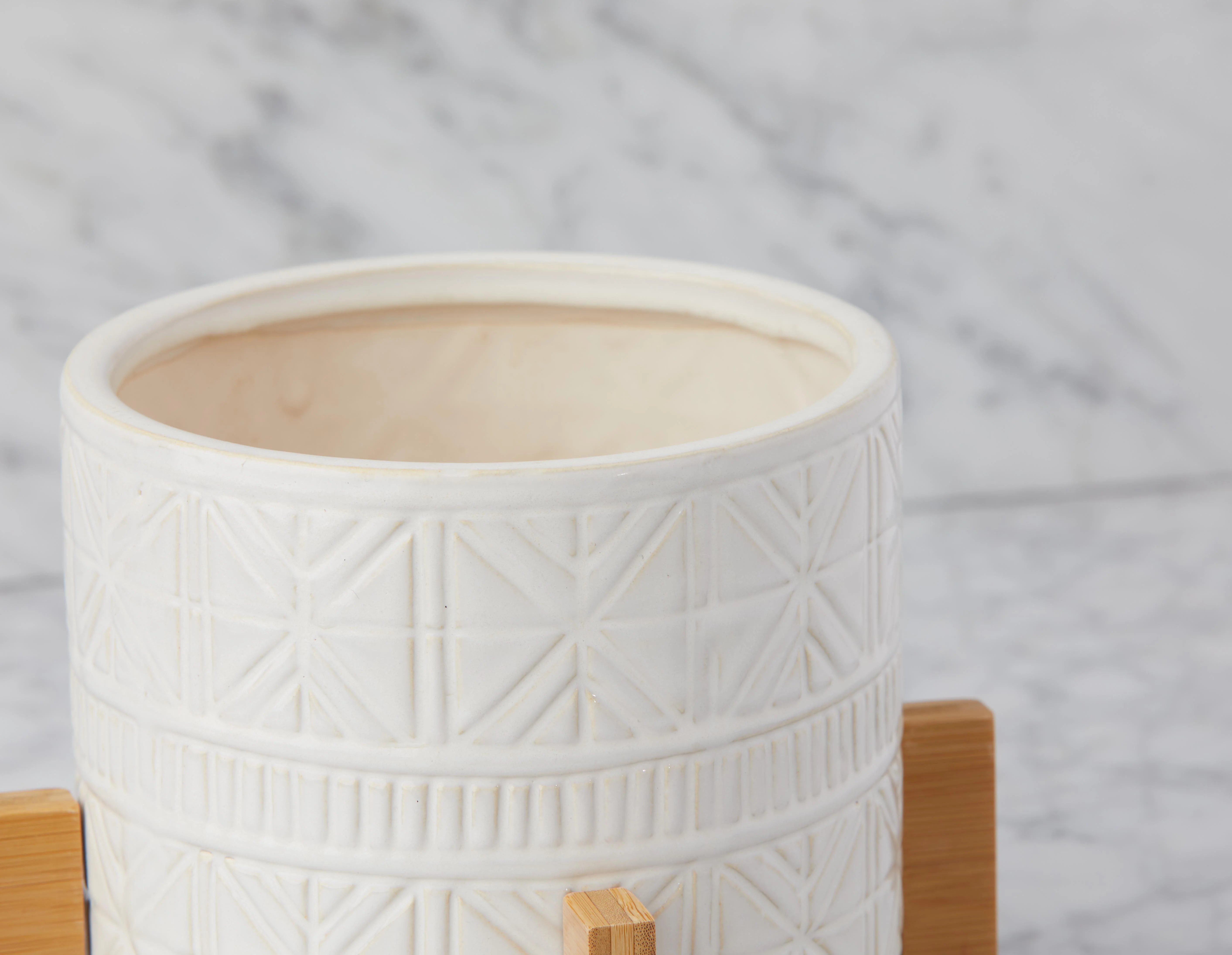 BOLANOW — Ceramic planter with bamboo stand 24 cm - Image 4