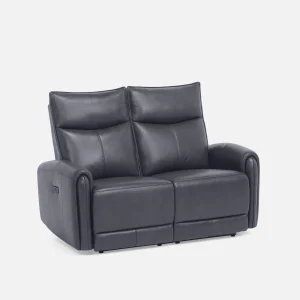 CALVERO — Contemporary power-reclining 100% leather loveseat with usb port (63-61-42-60)