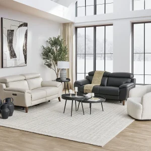 NILLIE — 100% leather power recliner contemporary loveseat (66-03-09-34)