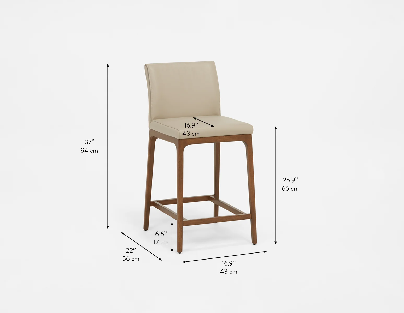 EVA — 100% leather modern counter stool 66cm (64-20-17-88) - Image 10