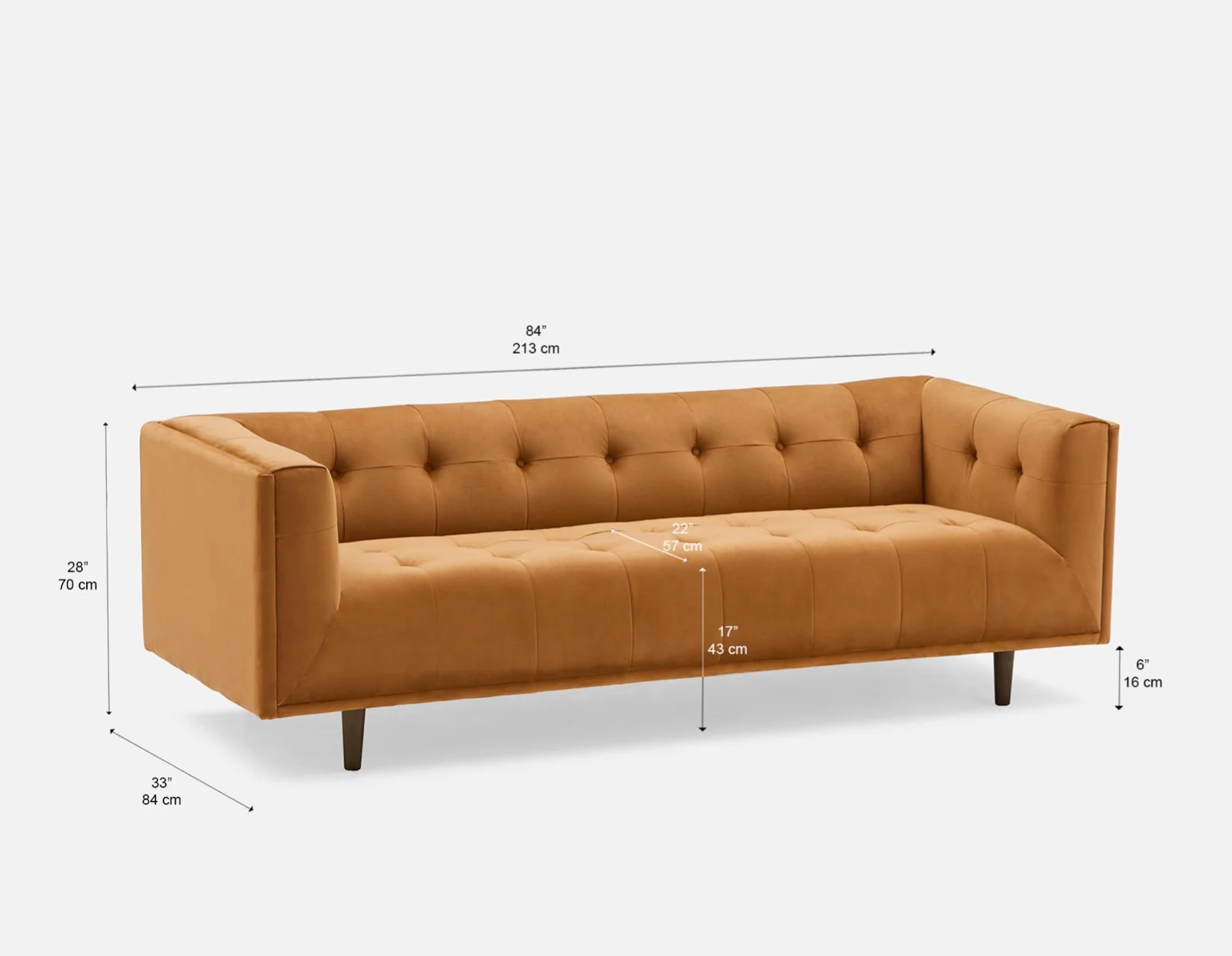 LORETTA — Mid-century modern velvet 3-seater sofa (18-76-63-96) - Image 7