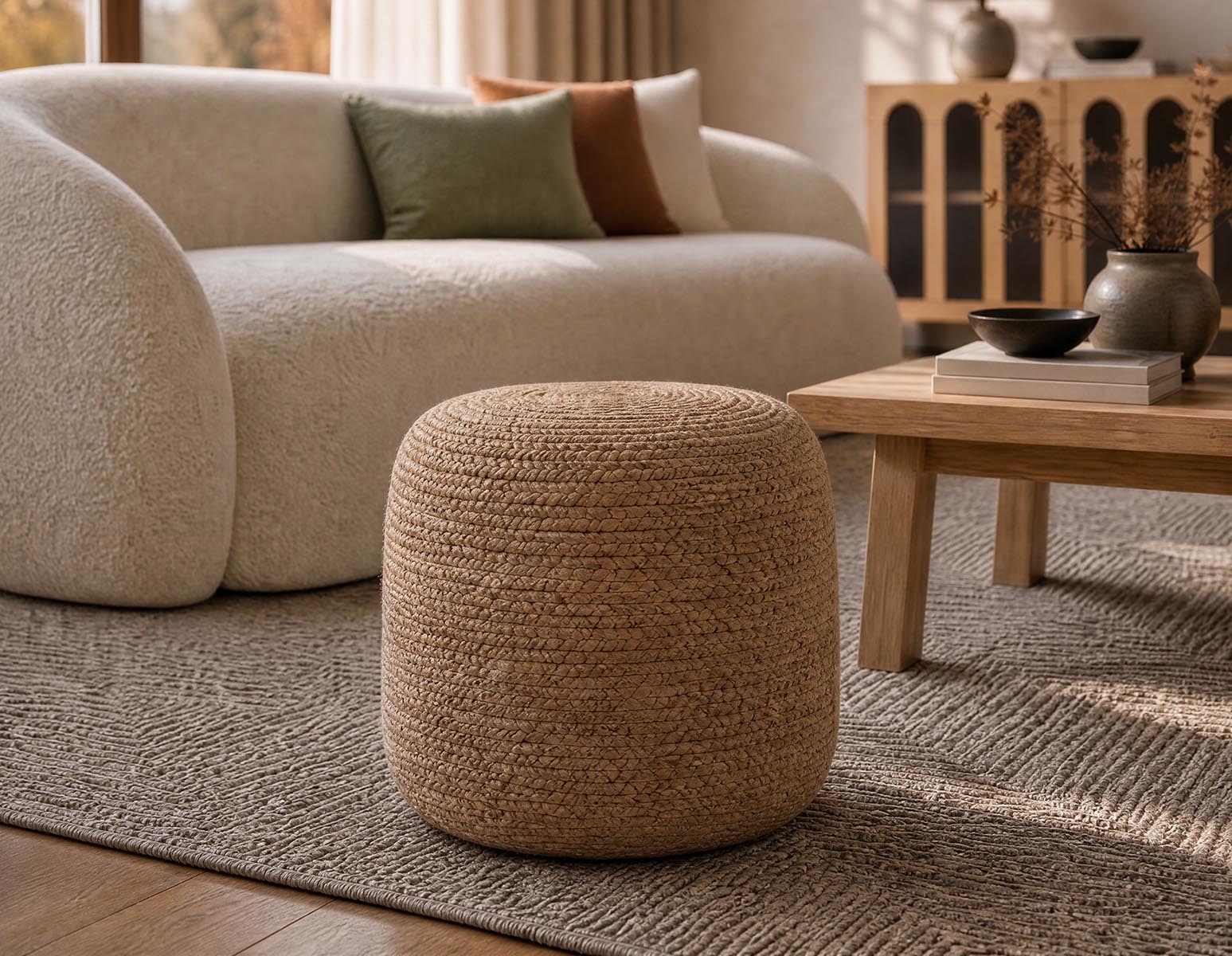 REILLY — Braided jute ottoman