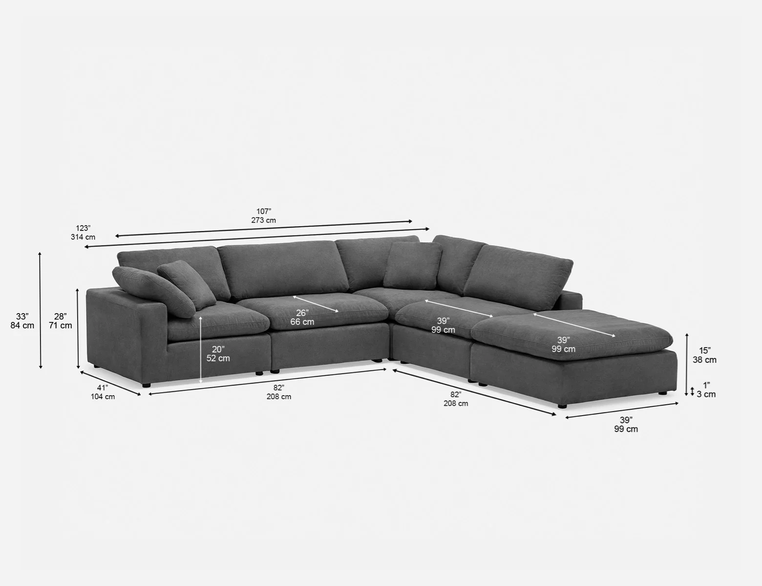 SOFT — Contemporary 5-pc modular sectional sofa (89-07-55-46) - Image 22
