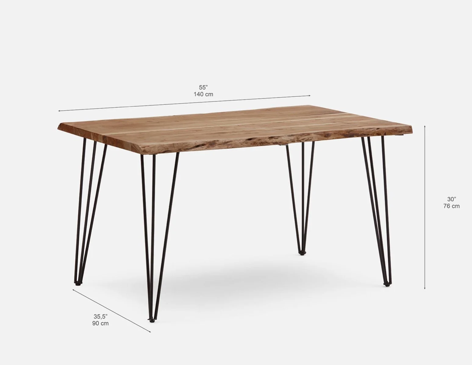RENO — Solid acacia wood dining table 140 cm - Image 7