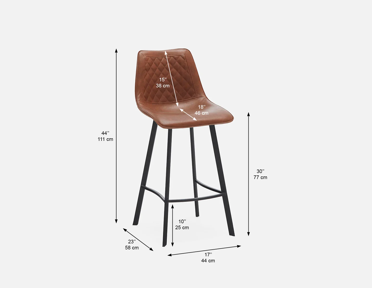 MALI — Mid-century modern bar stool with backrest 76 cm (55-54-87-96) - Image 7