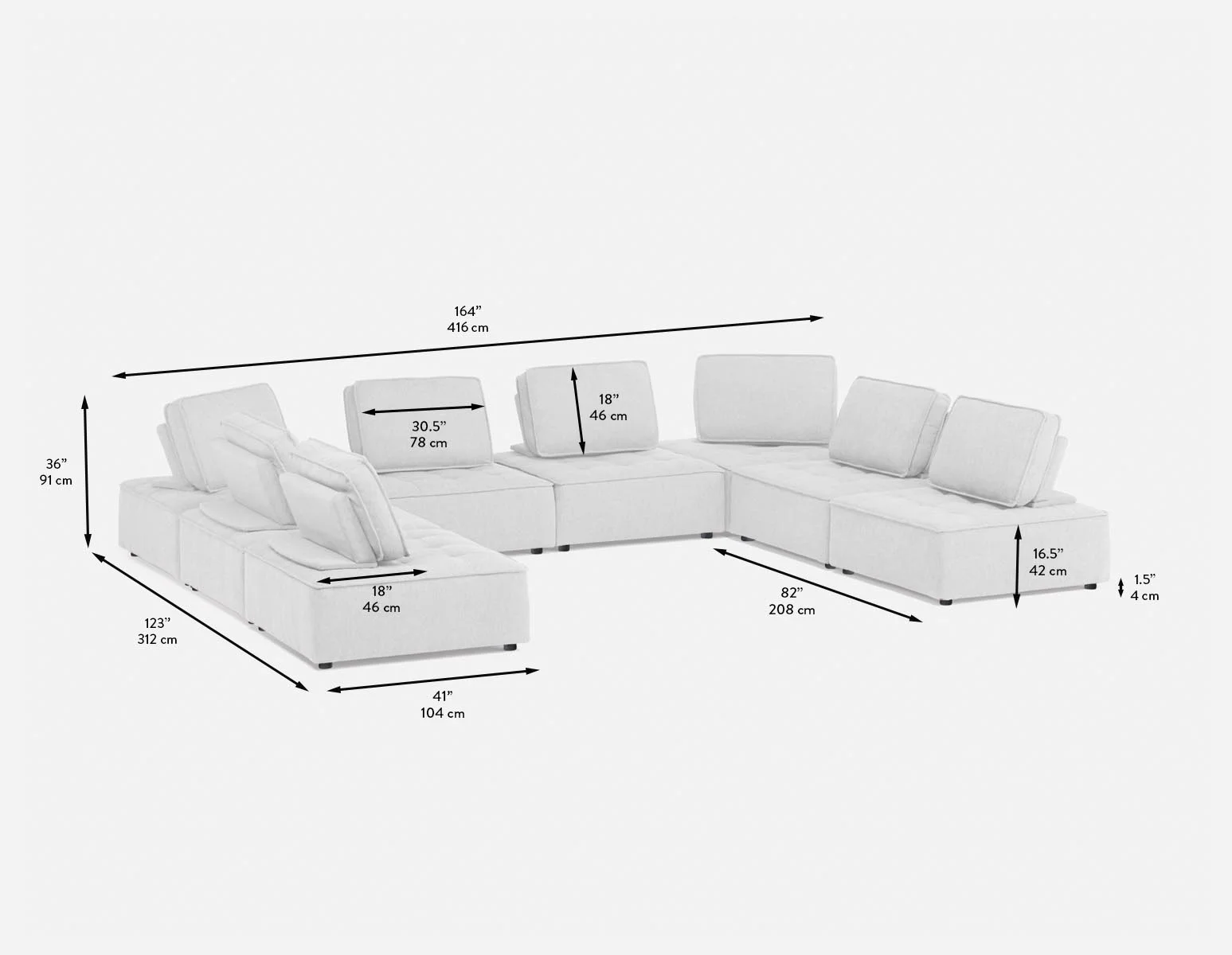 LEON — 8-pc modular interchangeable sofa (64-97-53-95) - Image 8