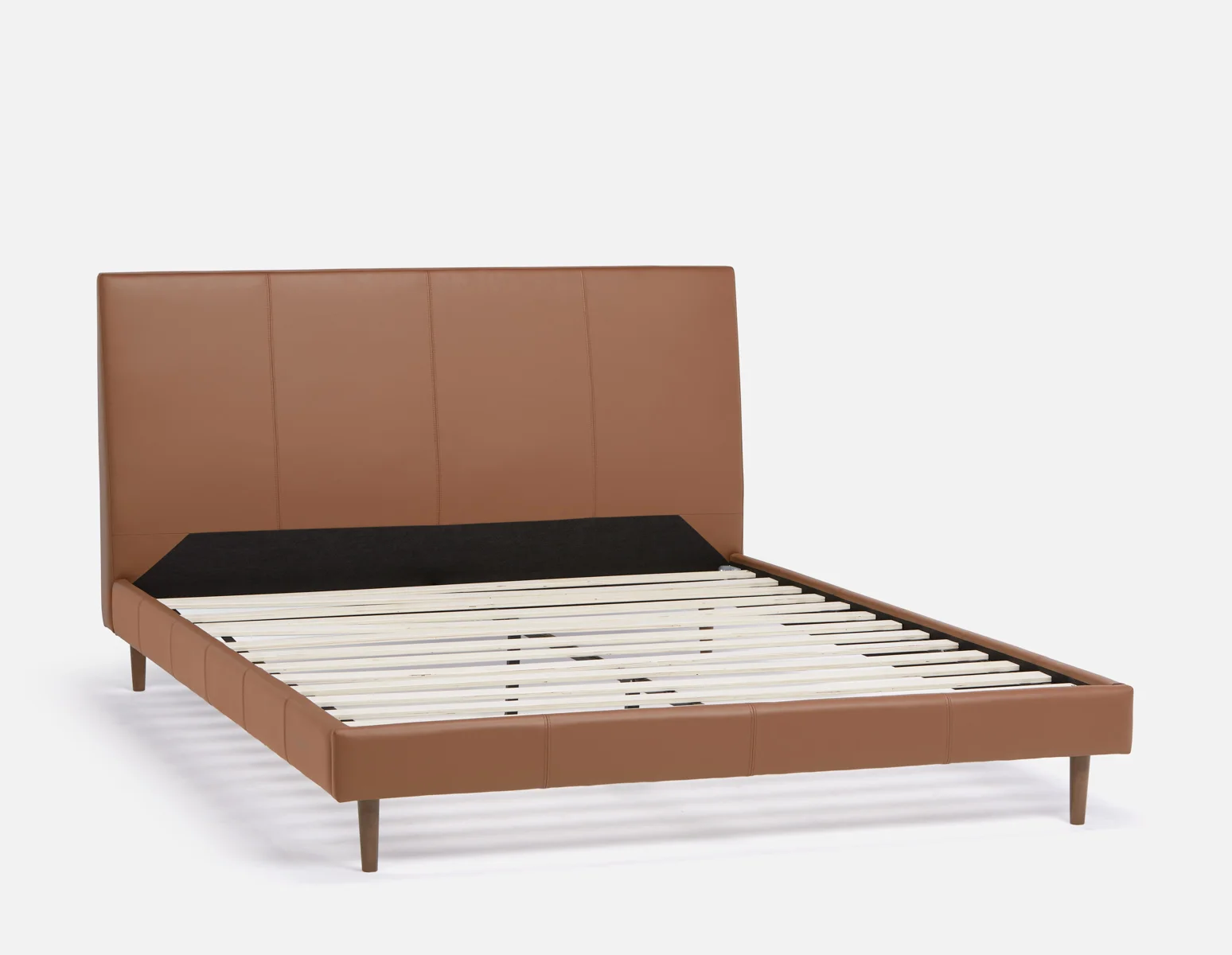 JAVIER — Mid-century modern 100% leather king size bed (95-93-52-31) - Image 3