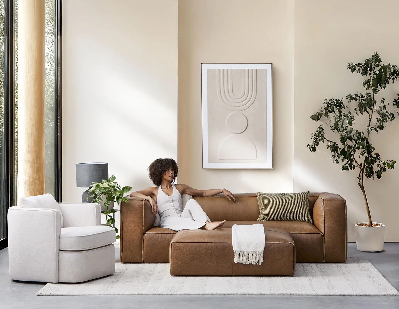 MONTE — 100% leather ottoman (08-82-47-67)