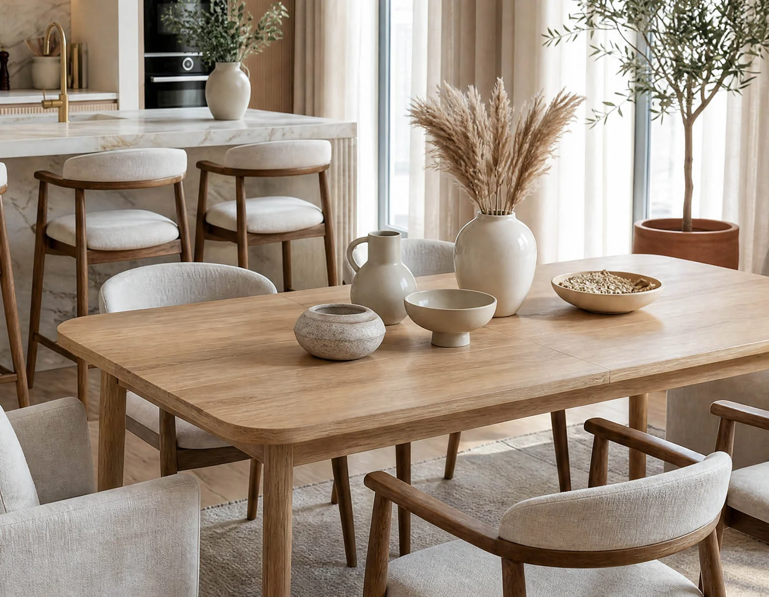 DALTON — Rustic farmhouse extendable acacia wood dining table 180cm - Image 19