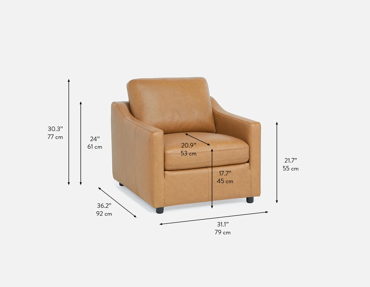 LIMA — Modern 100% leather armchair (74-41-36-49) - Image 11