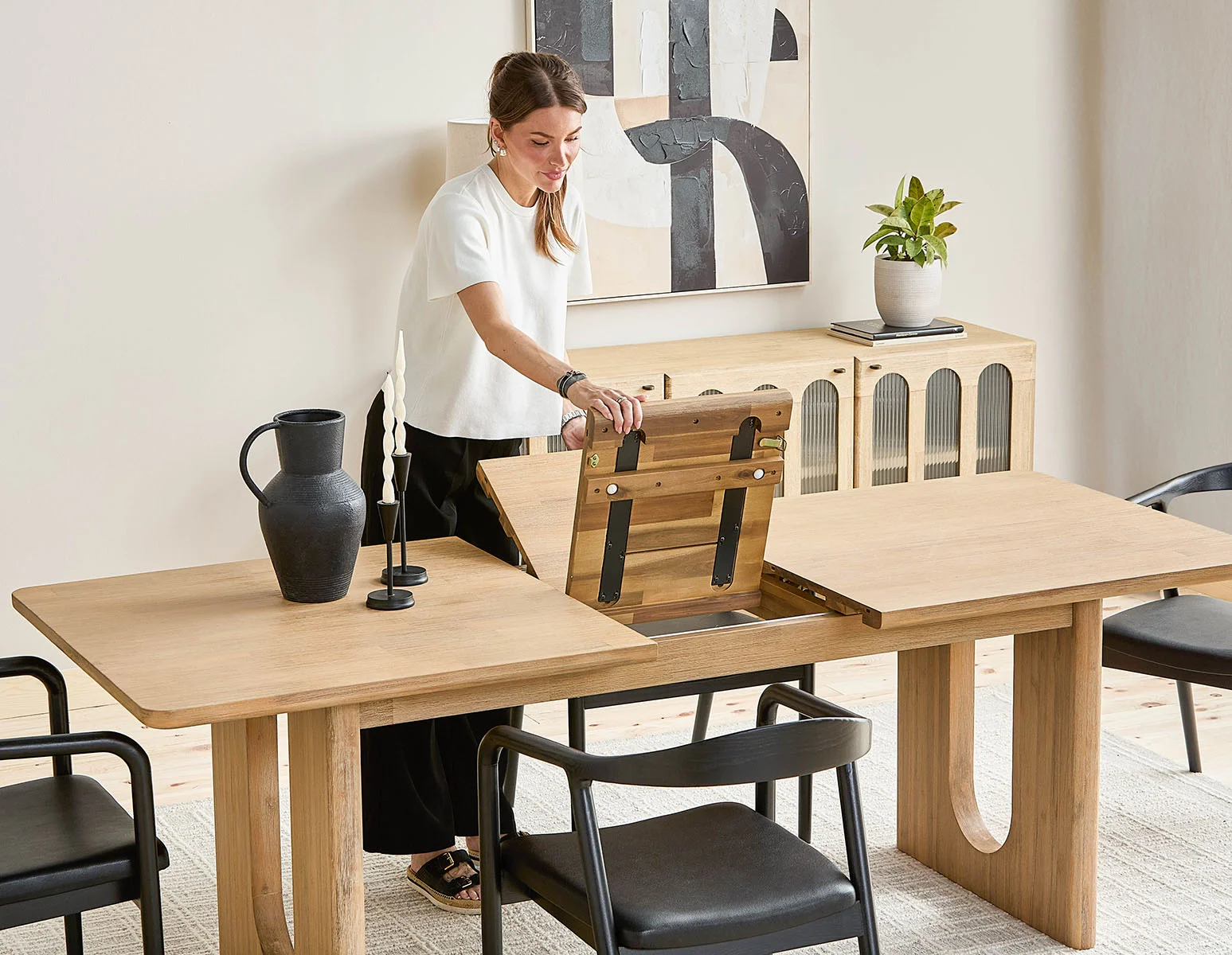 PRIYA — Extendable acacia wood dining table 180-220 cm - Image 14