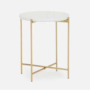 DENVER — Round marble end table 45cm (93-43-15-10)