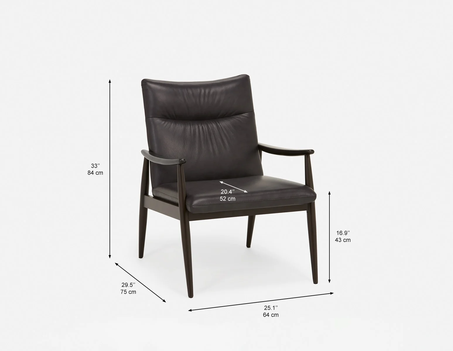 LATONA — 100% leather mid-century modern accent chair (71-53-26-20) - Image 11