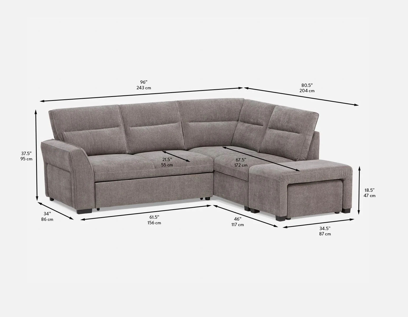 MINNESOTA — Right-facing sectional sofa-bed with storage (05-26-28-30) - Image 15