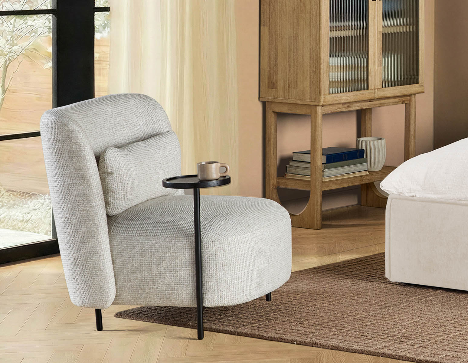 STIOLO — Accent chair with interchangeable drink stand (96-63-18-95)