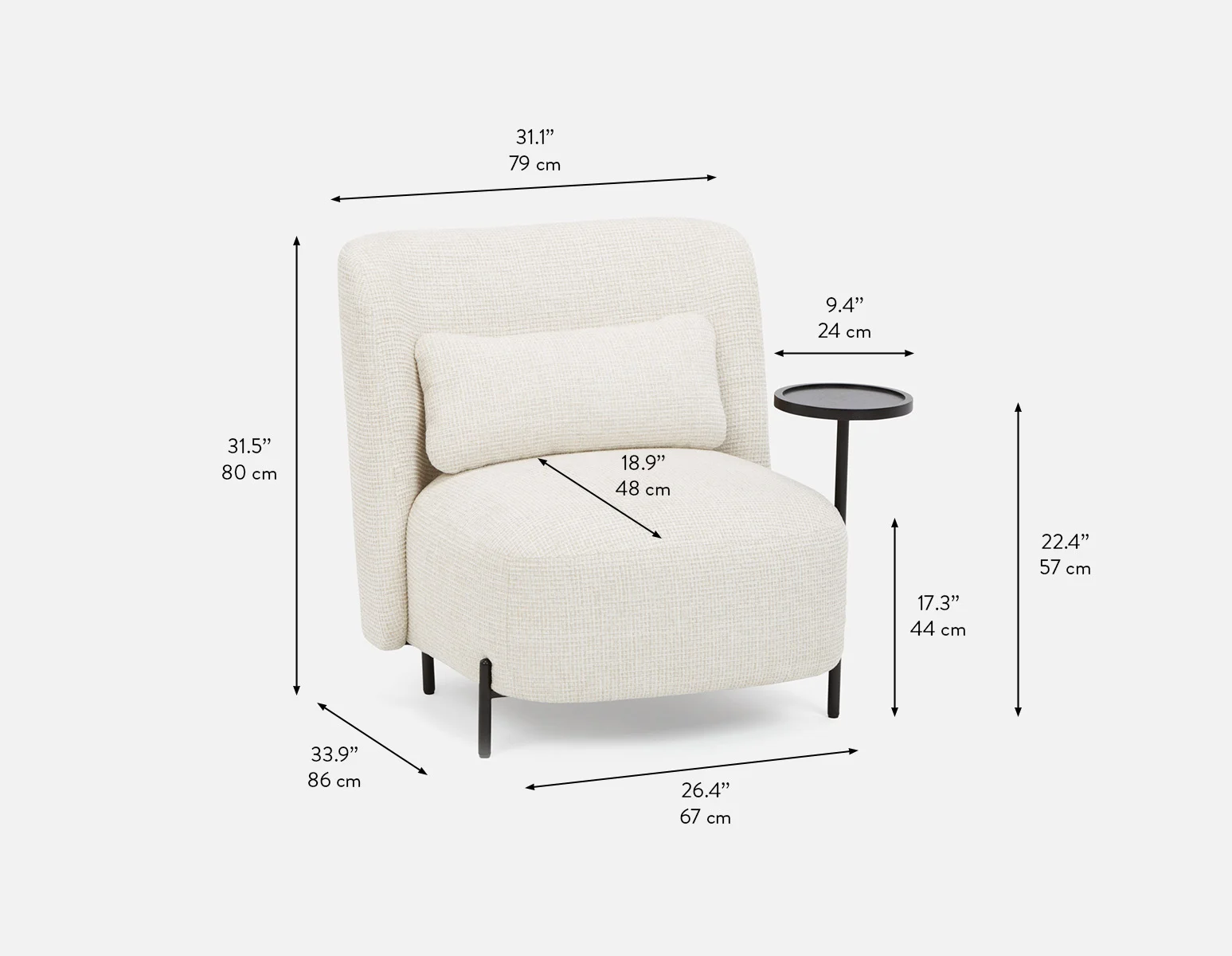 STIOLO — Accent chair with interchangeable drink stand (96-63-18-95) - Image 14