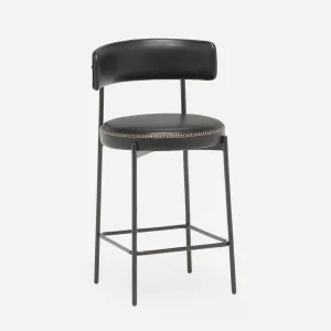 KURO — Industrial-modern counter stool with backrest 66cm (18-31-83-20)