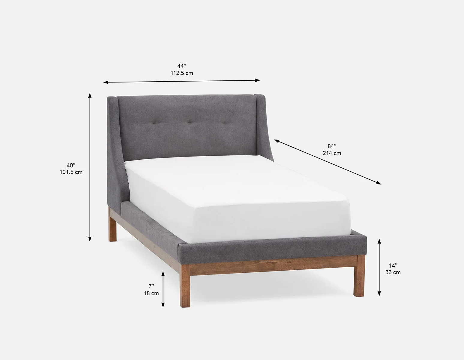 MUROL — Tufted upholstered wingback twin size bed (40-92-97-33) - Image 5