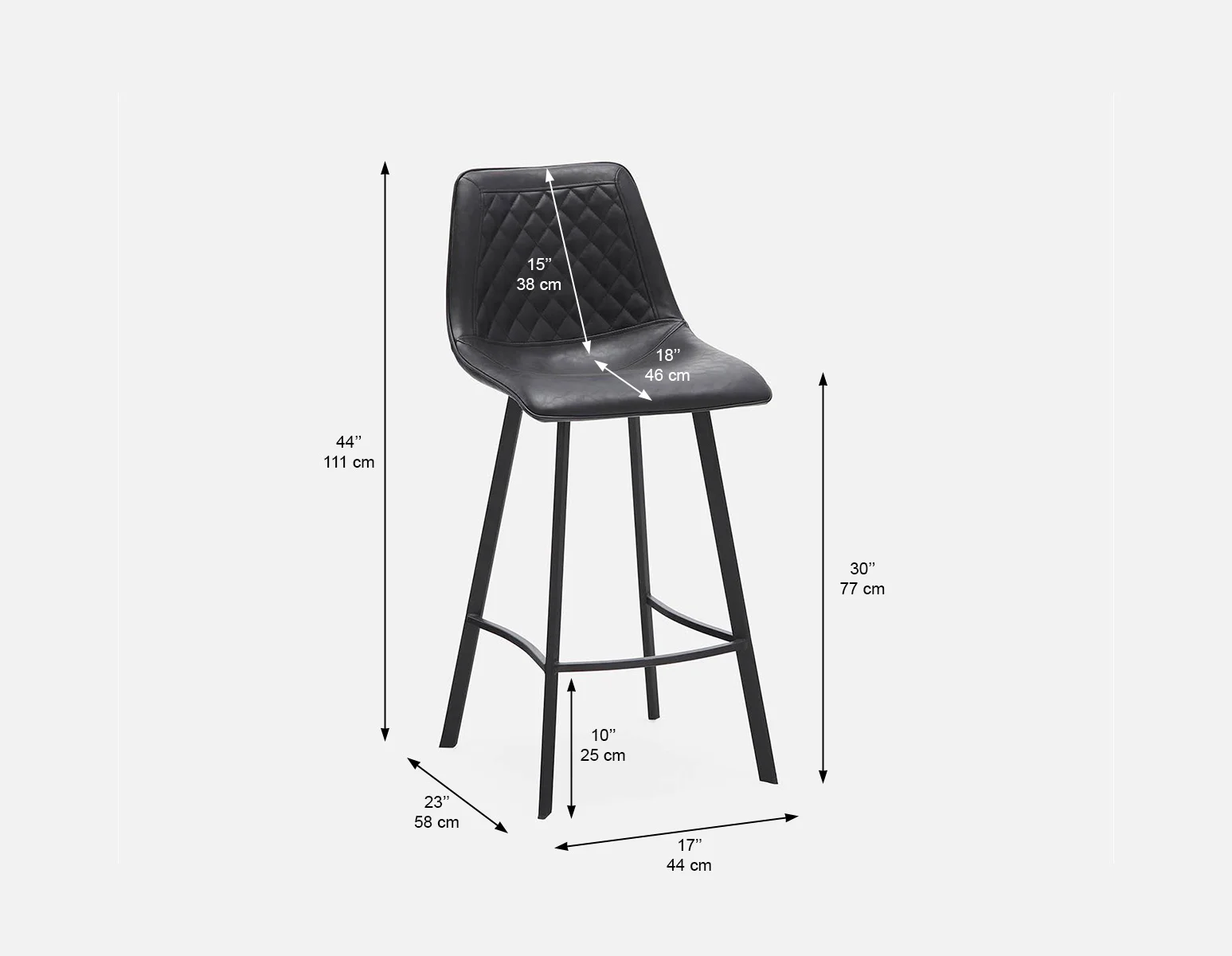 MALI — Mid-century modern bar stool with backrest 76 cm (55-54-87-20) - Image 7
