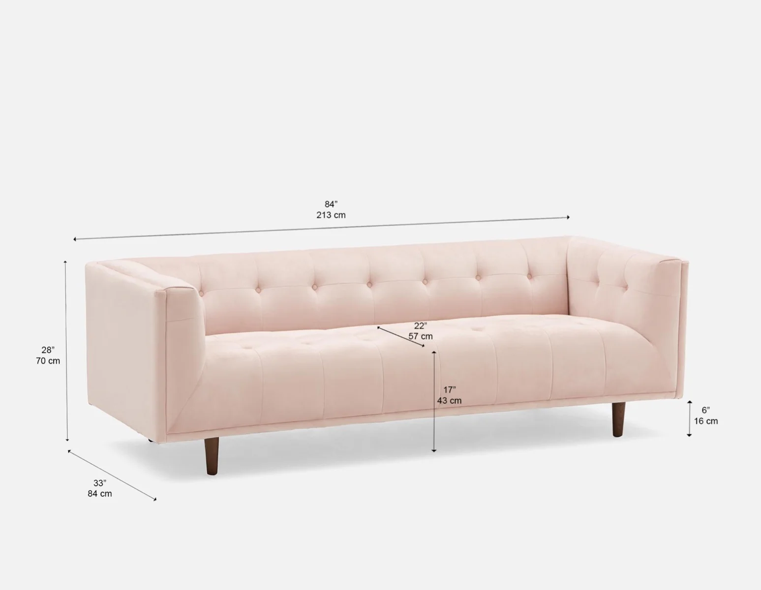 LORETTA — Mid-century modern velvet 3-seater sofa (18-76-63-68) - Image 8