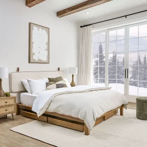 BENA — Mid-century modern queen size bed frame (40-09-57-97)