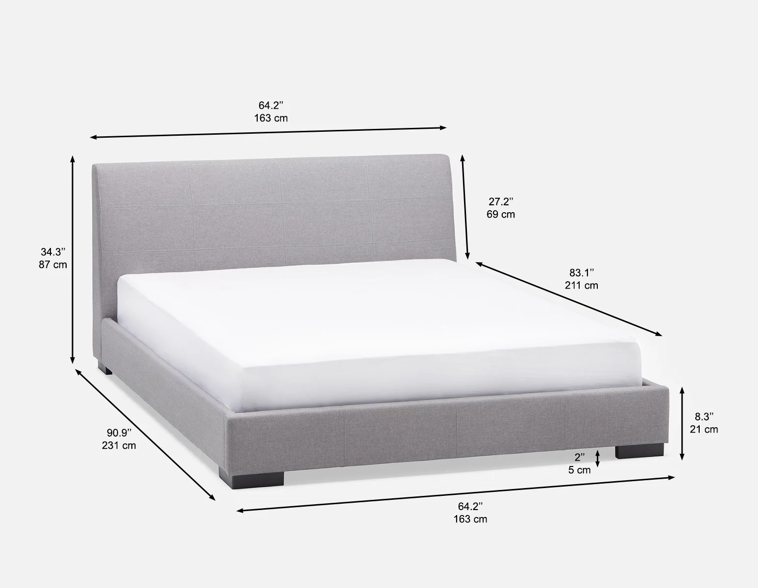 DENICE — Modern contemporary upholstered queen size bed (89-02-34-62) - Image 5