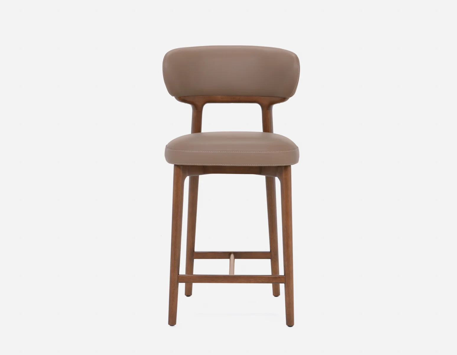 SEVILLE — 100% leather mid-century counter stool 66cm (45-12-99-93) - Image 2