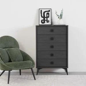 KIERA — Mid-century modern 5-drawer chest (35-85-30-20)