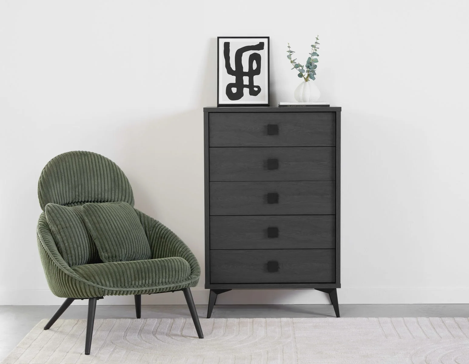 KIERA — Mid-century modern 5-drawer chest (35-85-30-20)