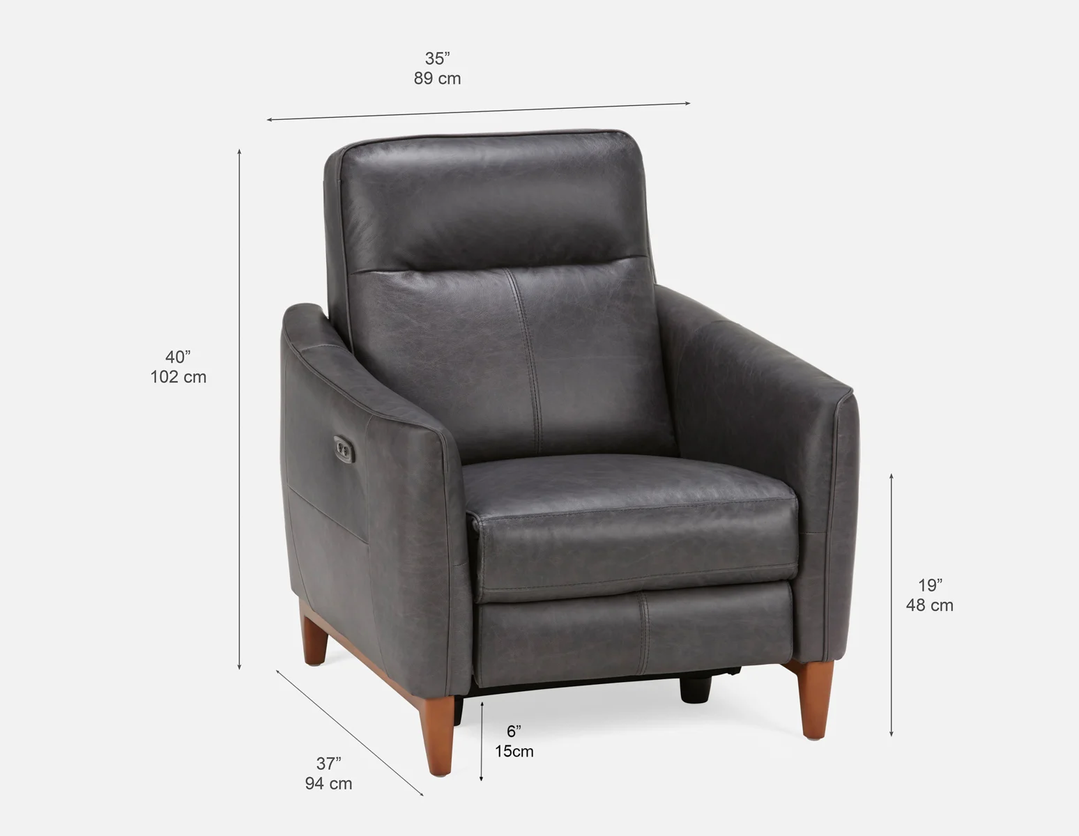 PALMER — Contemporary modern power-reclining 100% leather armchair (03-96-81-20) - Image 7